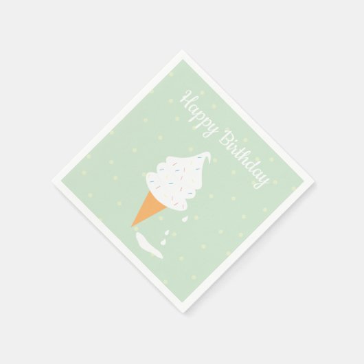 ハッピーバースデーアイスクリームコーン振りかける水玉模様 スタンダードカクテルナプキン (角)