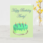 ハッピーバースデーアウンティお誕生日ケーキの願い カード (黄色い花)