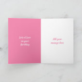 ハッピーバースデーアウンティグレイとピンクの写真 カード (内部)