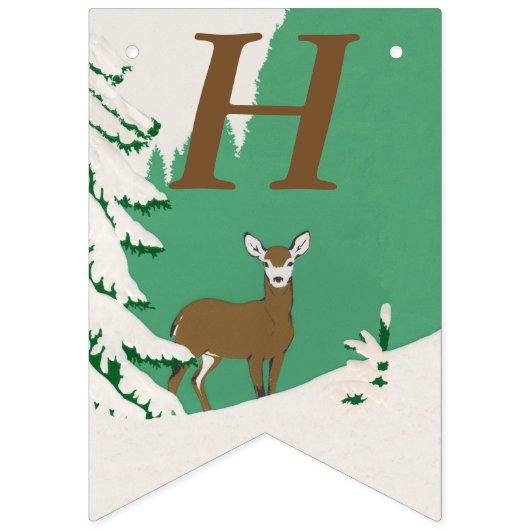 ハッピーバースデーアカシカin雪バイパインツリー バンティングフラッグ (第1の旗)