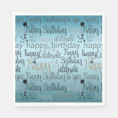 ハッピーバースデーアクアグラデーション スタンダードランチョンナプキン (正面)