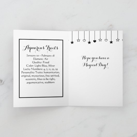 ハッピーバースデーアクエリアス占星術形質 カード (内部)
