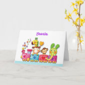 ハッピーバースデーアニマルトレインヤングチャイルドズカード カード (黄色い花)