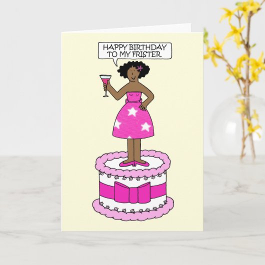 ハッピーバースデーアフリカ系アメリカ人フリスター カード (黄色い花)