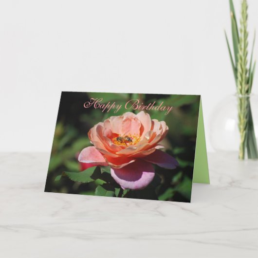 ハッピーバースデーアプリコット&ラベンダーバラハネビー カード (正面)