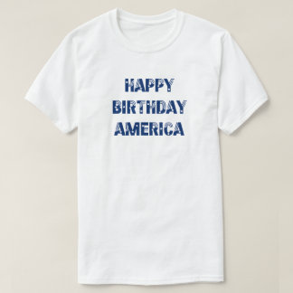 ハッピーバースデーアメリカスターズストライプブルー Tシャツ