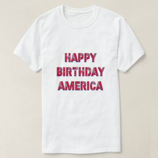 ハッピーバースデーアメリカスターズストライプレッドブルー Tシャツ
