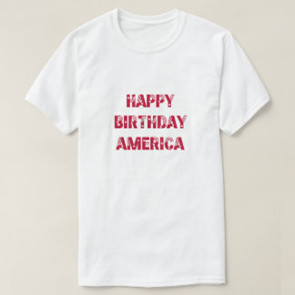ハッピーバースデーアメリカスターズストライプレッド Tシャツ