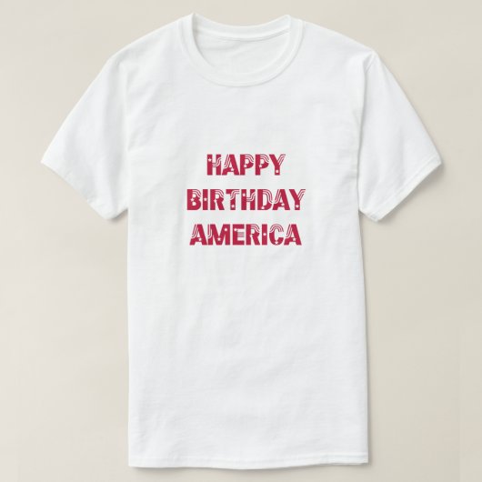 ハッピーバースデーアメリカスターズストライプレッド Tシャツ (デザイン正面)