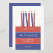 ハッピーバースデーアメリカレッドブルー7月4日パーティー 招待状 (正面/裏面)