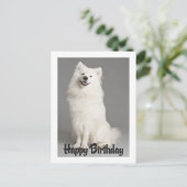 ハッピーバースデーアメリカンエスキモパピードッグハガキ ポストカード (スタンド正面)