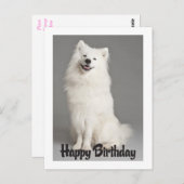 ハッピーバースデーアメリカンエスキモパピードッグハガキ ポストカード (正面/裏面)