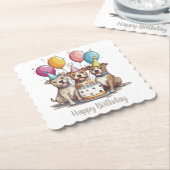 ハッピーバースデーアメリカンピットブルテリアドッグ ペーパーコースター (アングル)