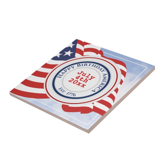 ハッピーバースデーアメリカ愛国的なサークル1779国旗 タイル (側面)