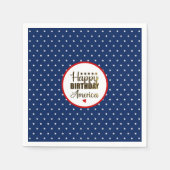 ハッピーバースデーアメリカ愛国赤白青 スタンダードカクテルナプキン (正面)