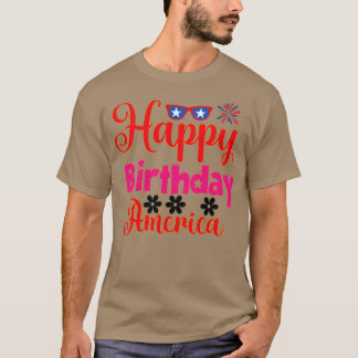 ハッピーバースデーアメリカ米国7月4日 Tシャツ
