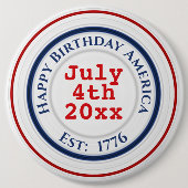 ハッピーバースデーアメリカ赤白青愛国心 缶バッジ (正面)