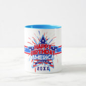 ハッピーバースデーアメリカ4th 7月インディペンデンスホワイト マグカップ (中央)