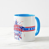 ハッピーバースデーアメリカ4th 7月インディペンデンスホワイト マグカップ (正面右)