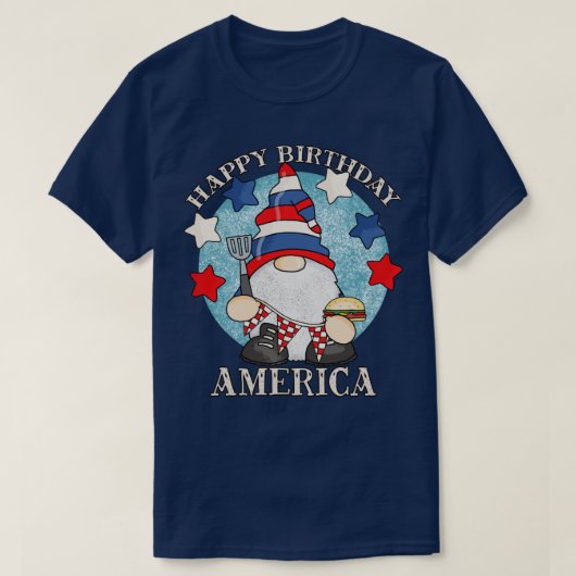 ハッピーバースデーアメリカ4th Of July おもしろい Barbeque Tシャツ (デザイン正面)