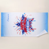 ハッピーバースデーアメリカ7月4日インディペンデント ビーチタオル (正面)