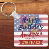 ハッピーバースデーアメリカ アメリカ合衆国250歳の誕生日おめでとう キーホルダー (正面)