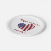 ハッピーバースデーアメリカ、赤く白くおよび青のハート ペーパープレート (アングル)