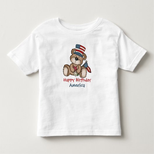 ハッピーバースデーアメリカTシャツ7月4日 トドラーTシャツ (正面)