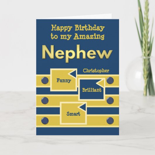 ハッピーバースデーアメージング甥の海軍と金ゴールド カード (正面)