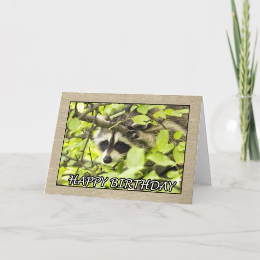 ハッピーバースデーアライグマのツリーカード カード (正面)