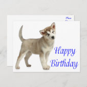 ハッピーバースデーアラスカンマラムートパピードグカード ポストカード (正面/裏面)