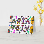 ハッピーバースデーアリア女の子の名前お洒落 カード (黄色い花)