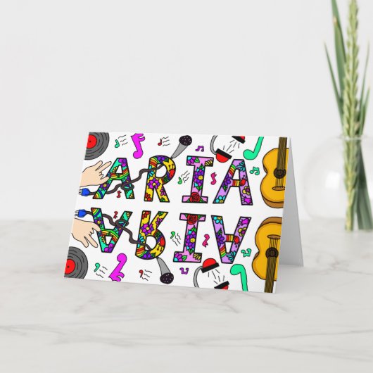 ハッピーバースデーアリア女の子の名前お洒落 カード (正面)