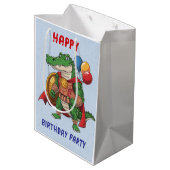 ハッピーバースデーアリゲータースーパーヒーローバースデーパーティー ミディアムペーパーバッグ (裏面アングル)