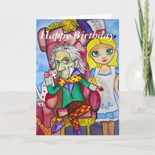 ハッピーバースデーアリスインワンダーランド不機嫌帽子 カード (正面)