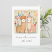 ハッピーバースデーアルパカス誕生日カード サンキューカード (スタンド正面)