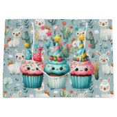 ハッピーバースデーアルパカズアンドカップケーキ ラージペーパーバッグ (正面)