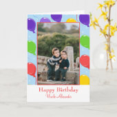 ハッピーバースデーアンクルバルーン写真 カード (黄色い花)