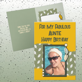 ハッピーバースデーアンティ写真緑イエロー カード