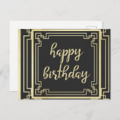 ハッピーバースデーアールデコ金ゴールド シーズンポストカード (正面/裏面)
