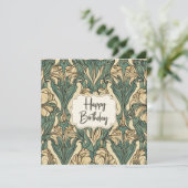 ハッピーバースデーアールヌーボーフローラ抽象芸術 カード (スタンド正面)