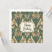 ハッピーバースデーアールヌーボーフローラ抽象芸術 カード (正面/裏面インサイチュ)