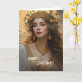 ハッピーバースデーアールヌーボー美しいNo.4 カード (黄色い花)