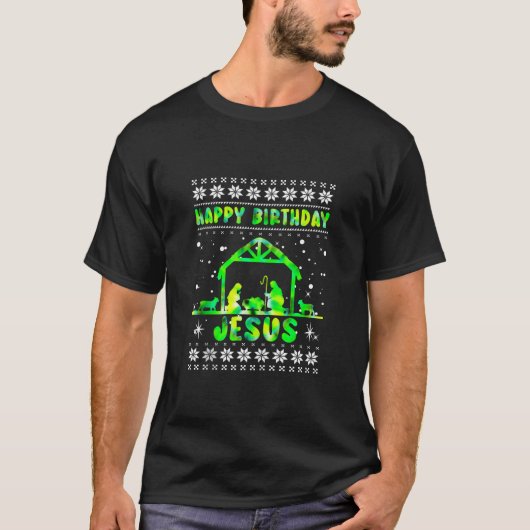 ハッピーバースデーイエスがクリスチャンの宗教の理由 Tシャツ (正面)