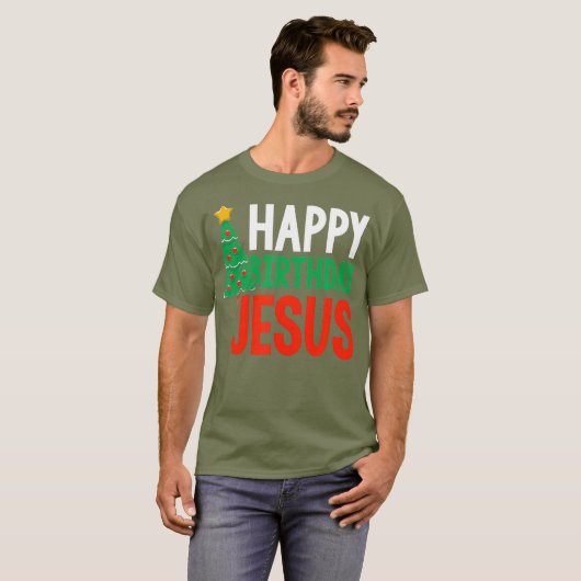 ハッピーバースデーイエスクリスチャンクリスマスホリデー Tシャツ (正面フル)