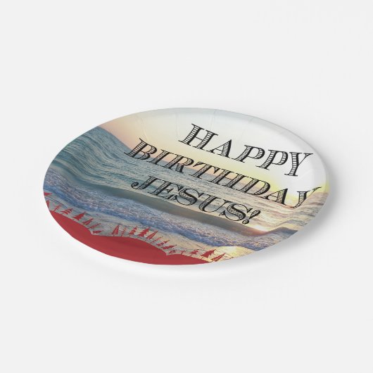 ハッピーバースデーイエス・オーバー・ザ・海 ペーパープレート (アングル)