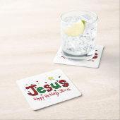 ハッピーバースデーイエス・キリスト スクエアペーパーコースター (インサイチュ)