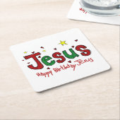 ハッピーバースデーイエス・キリスト スクエアペーパーコースター (アングル)
