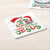 ハッピーバースデーイエス・キリスト スクエアペーパーコースター (アングル)