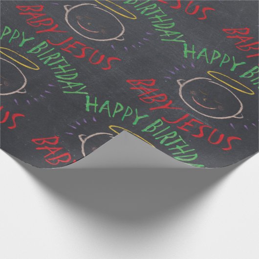 ハッピーバースデーイエス – クリスマスカラーシャルボード ラッピングペーパー (角)